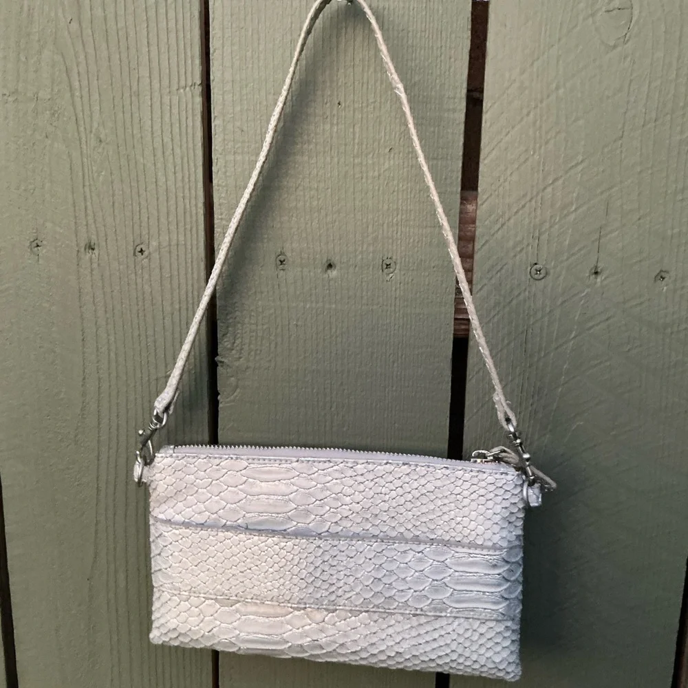 Chic White Textured Clutch Wristlet